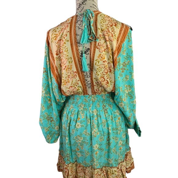 Southern Fried Chics Womens Medium Mini Dress Boho Cold Shoulder Plunging V-Neck - Picture 8 of 12